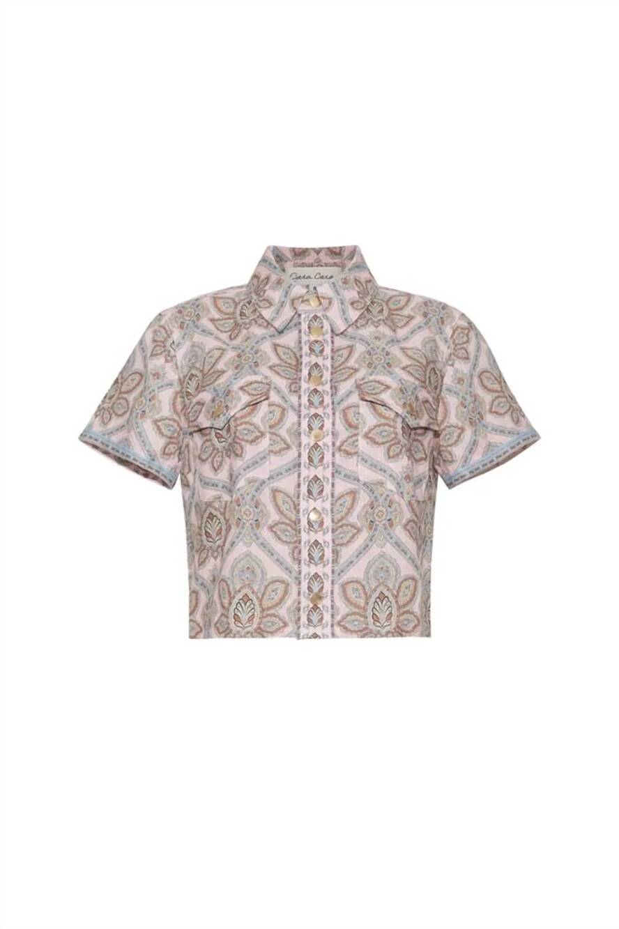NEW CARA CARA women's paro button down shirt in vintage medallion pink